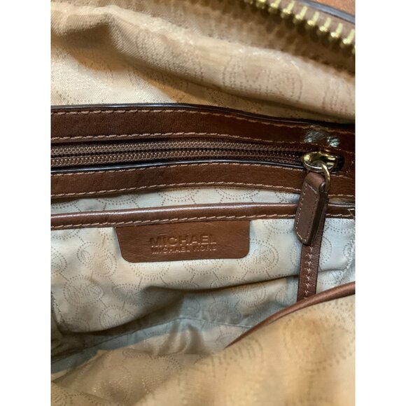 Michael Kors Brown Fabric Signature Monogram Satchel Bag Purse - Picture 7 of 7